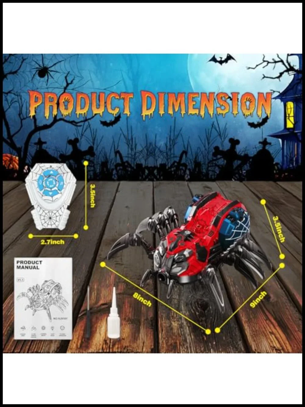 Remote Control Spider Robot Toy with 2.4GHz Controller, Spray Mist, LED Lights,